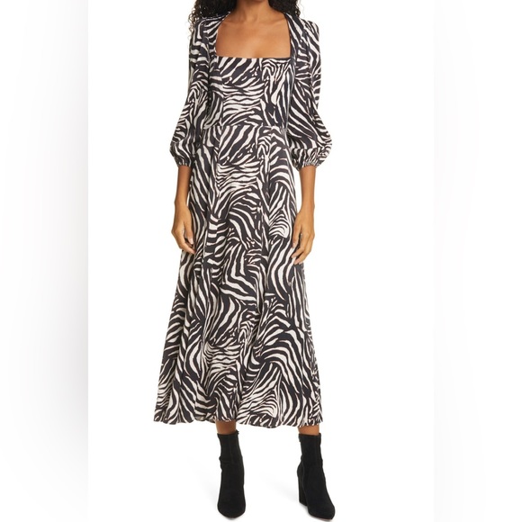 Mara RIXO Zebra 🦓🦓 beautiful printed NWT Midi Dress - Size XXS - Picture 5 of 7
